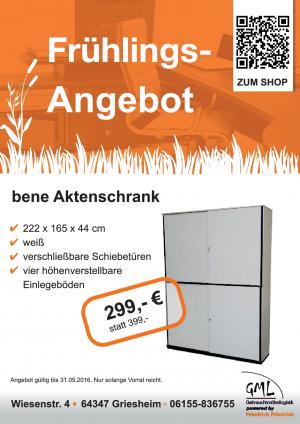 Aktenschrank von bene, 6 Ordnerhöhen, in weiß