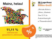 Mainz, helau! Wir geben 11,11% Rabatt während der 5. Jahreszeit. 